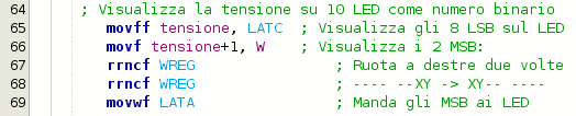 Visualizazione con 10 LED