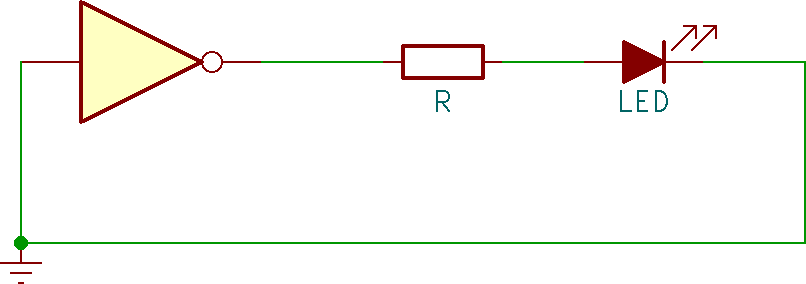 Porta NOT e LED