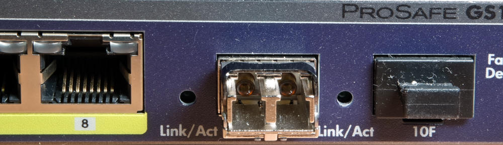 Modulo SFP inserito in uno switch