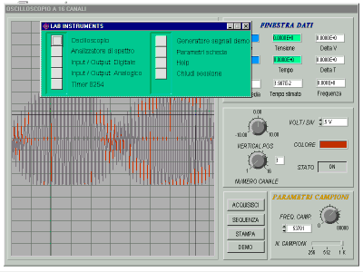 Una schermata del programma: un oscilloscopio virtuale