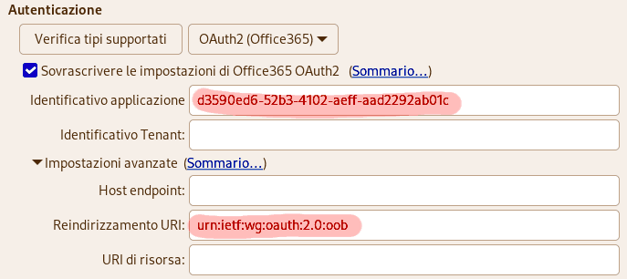 Application ID e redirect URI