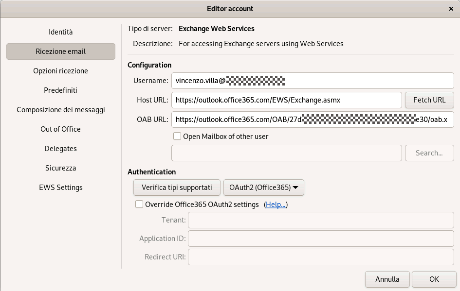 Configurare Evolution EWS