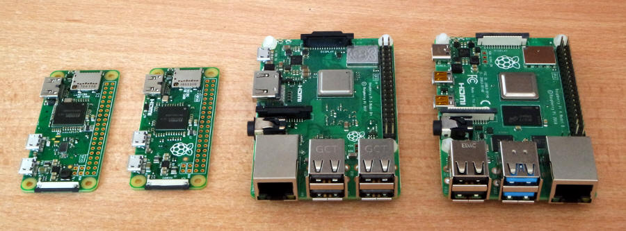 Vari Raspberry Pi: Zero, Zero W, 3B+ e 4B