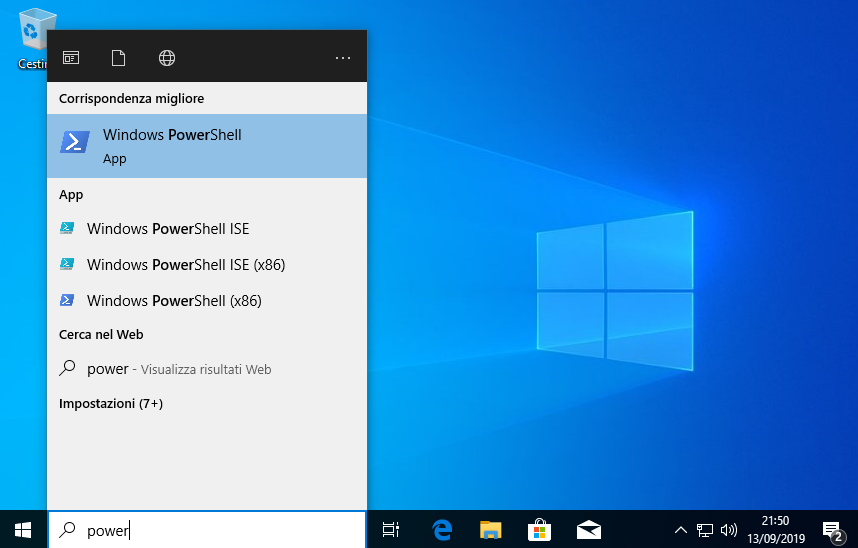 Avviare PowerShell come utente normale
