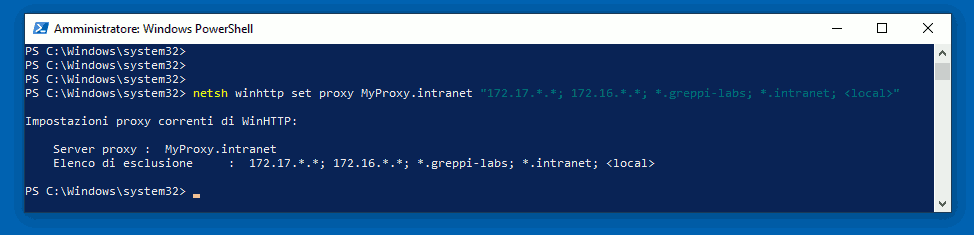 Configurazione proxy