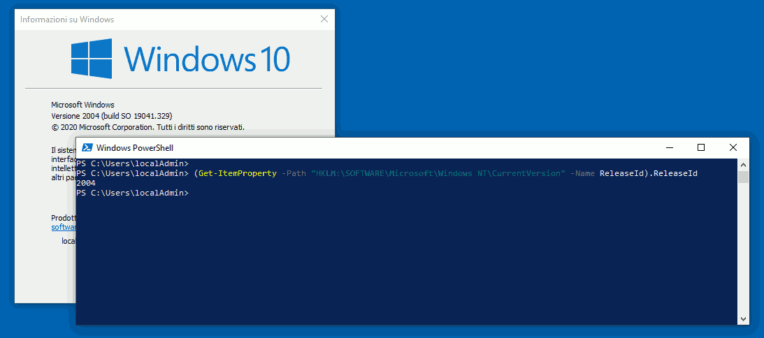 Versine di Windows 10