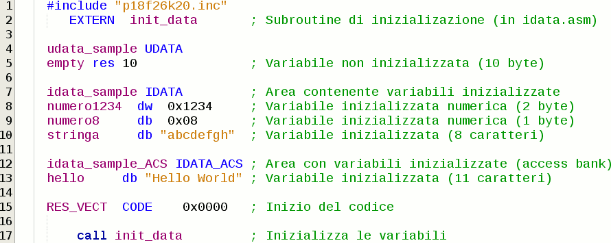 Variabili inizializzate