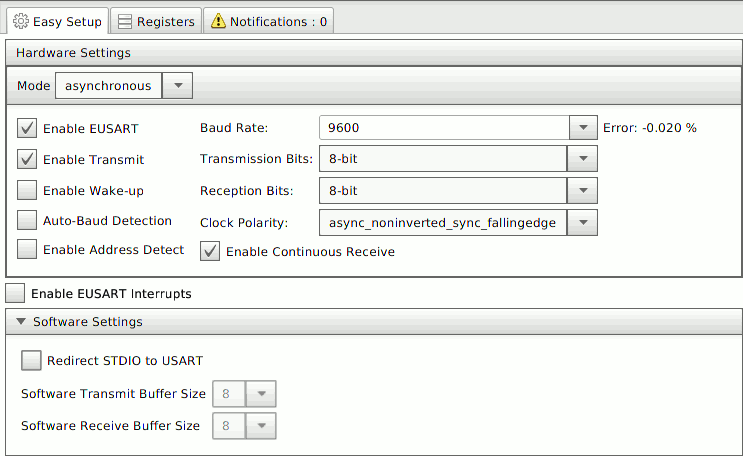 Configurazione dell'UART