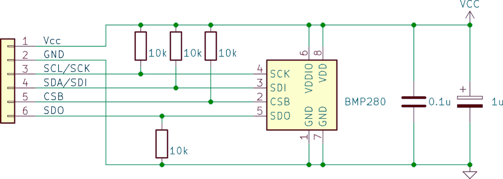 Schema della scheda di breaout con BMP280